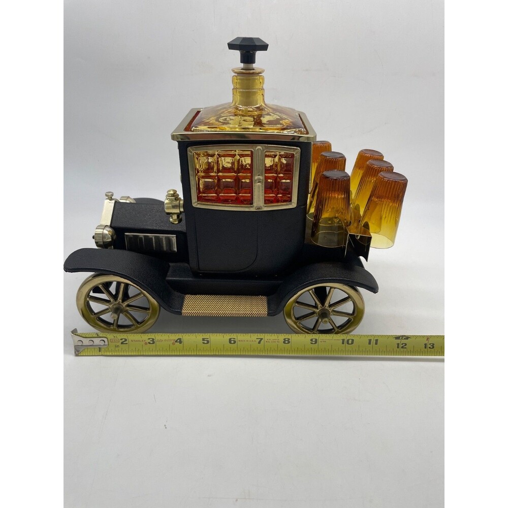 1960’s Ford Model 1915 Liquor Decanter Japan Music Box,6 Shot Glasses Excellent!